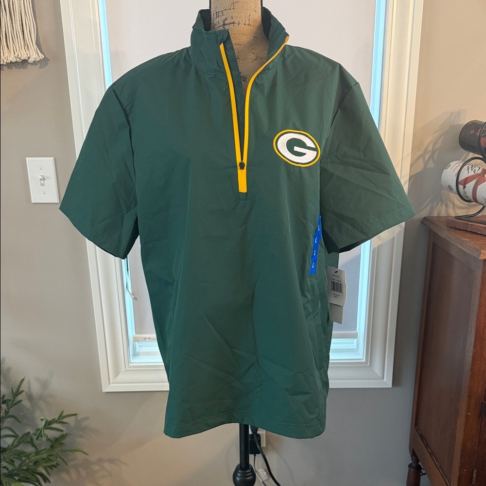 Green Bay Packers Quarter-Zip Short Sleeve Jacket with Yellow Trim Large Unisex